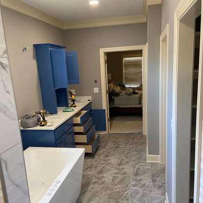 Blue Vanity Master Bath