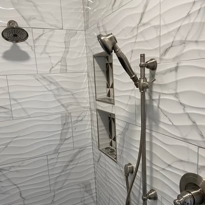 Wave Tile Walk-In Shower